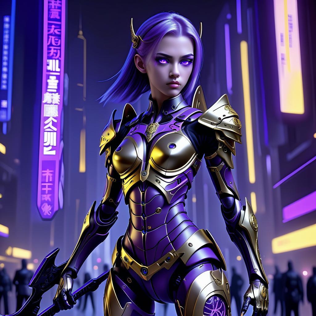  figurative slender girl archer of the future, in fashionable elite black cool armor, in cyber implants, fully armed with a combat arsenal, on armor the uroboros patch, stands in an attacking posture, european appearance light skin, (the color of the eyes is dark purple with golden veins: 1 / 3d, hdt, ultra hd, hdr +, 4k resolution, maximumism, realism, militech agent, biomechanism, cyberborgization, art, fantasy, light skin, (the color of the eyes with golden streaks: 1 / 3d, hdt, hdt, ultra hd, ultra hd, hdr + 4k, the future, the background of the working city, etc, hkmagic