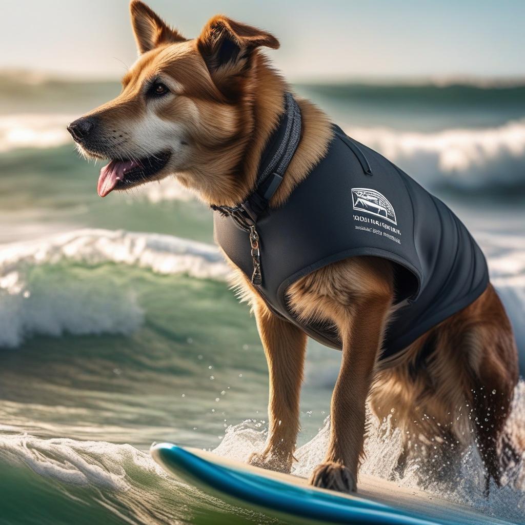  Dog surfing hyperrealistic, full body, detailed clothing, highly detailed, cinematic lighting, stunningly beautiful, intricate, sharp focus, f/1. 8, 85mm, (centered image composition), (professionally color graded), ((bright soft diffused light)), volumetric fog, trending on instagram, trending on tumblr, HDR 4K, 8K