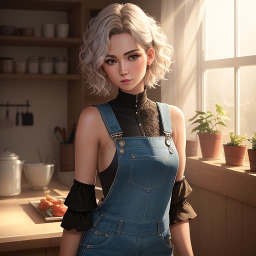  slim, slender, looking at viewer, overalls, no bra, sideboob, short hair, wavy hair, (masterpiece), (best quality:1.2), absurdres, intricate details, in workshop, (highly detailed skin:1.2), <lora:3DMM_V10:1>, hyperrealistic, high quality, highly detailed, perfect lighting, intricate, sharp focus, f/1. 8, 85mm, (centered image composition), (professionally color graded), ((bright soft diffused light)), trending on instagram, HDR 4K, 8K
