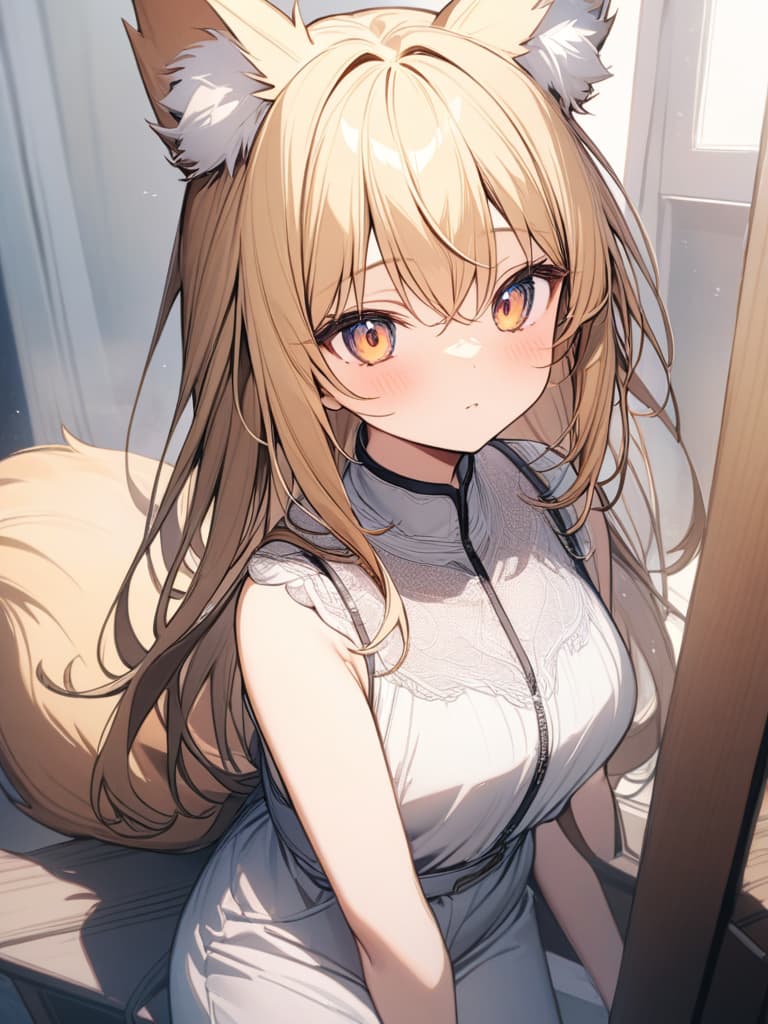  blond, bob, fox, cute, gradation eyes, fox ears, masterpiece, best quality,8k,ultra detailed,high resolution,an extremely delicate and beautiful,hyper detail