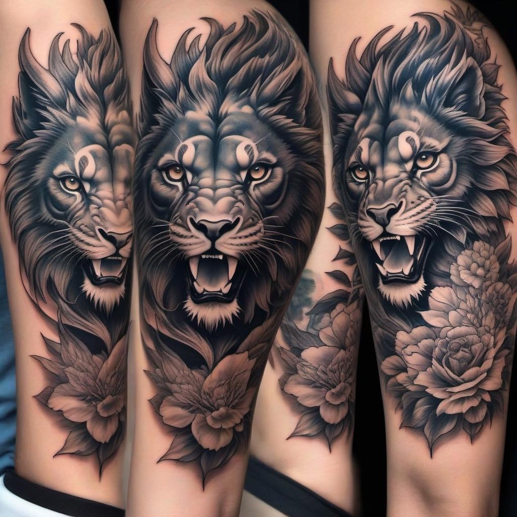  Dragon and lion tattoo