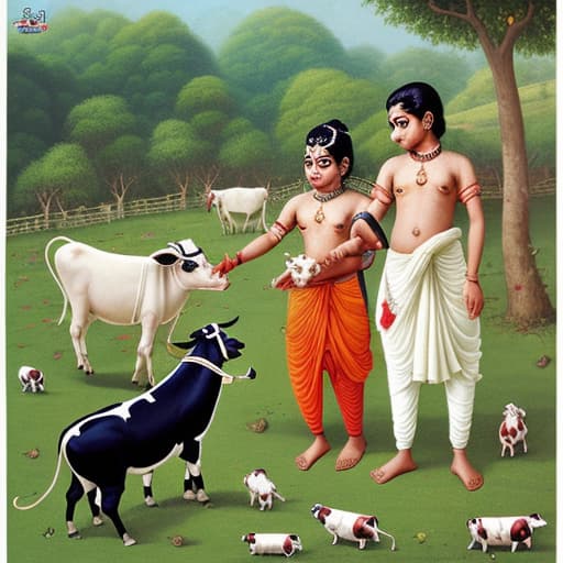  Lord Sri Krishna playing with cows in childhood