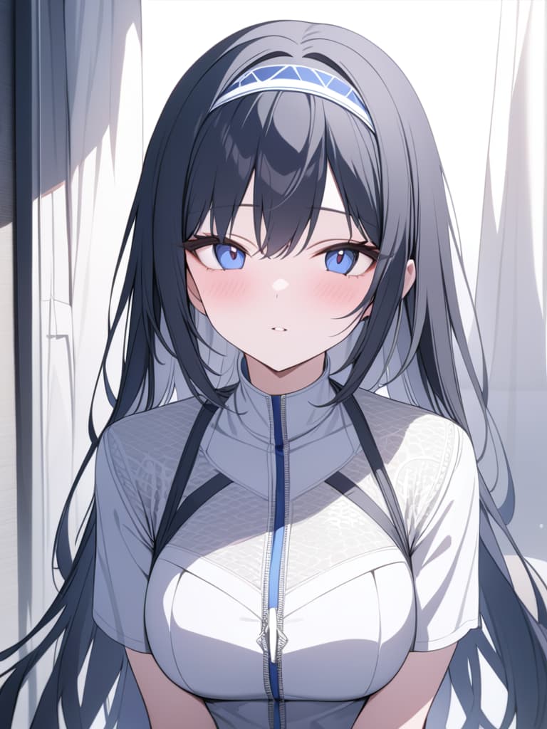  long black hair, piece, headband, masterpiece, best quality,8k,ultra detailed,high resolution,an extremely delicate and beautiful,hyper detail