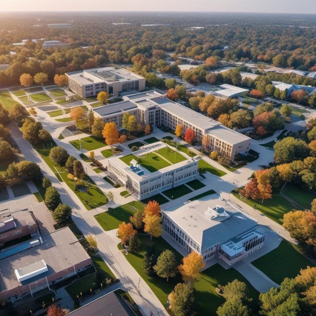  high school exterior aerial layout that’s cozy with inspiration for creativity., mystical style