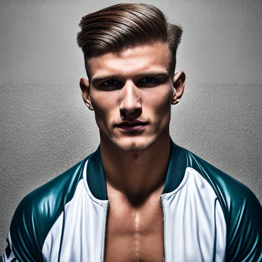 portrait+ style Russian LGBT queer fitness model blonde hunk dude face