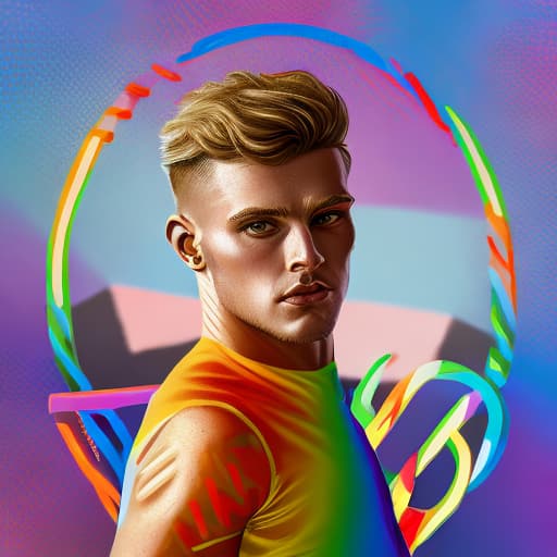 portrait+ style Russian LGBT queer summer Olympics athlete blonde hunk dude face