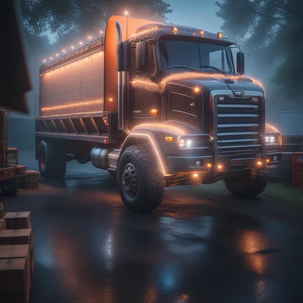  Beautiful truck hyperrealistic, full body, detailed clothing, highly detailed, cinematic lighting, stunningly beautiful, intricate, sharp focus, f/1. 8, 85mm, (centered image composition), (professionally color graded), ((bright soft diffused light)), volumetric fog, trending on instagram, trending on tumblr, HDR 4K, 8K