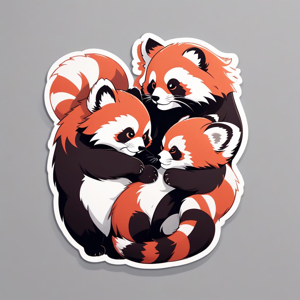  silhouette style draw a silhouette of red pandas in a minimalist style on a white background . high contrast, minimalistic, black and white, stark, dramatic, sticker