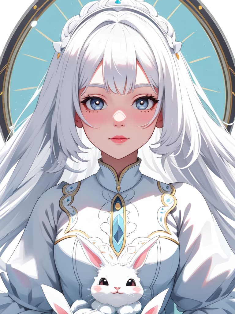  bunny, white hair, cute, masterpiece, best quality,8k,ultra detailed,high resolution,an extremely delicate and beautiful,hyper detail