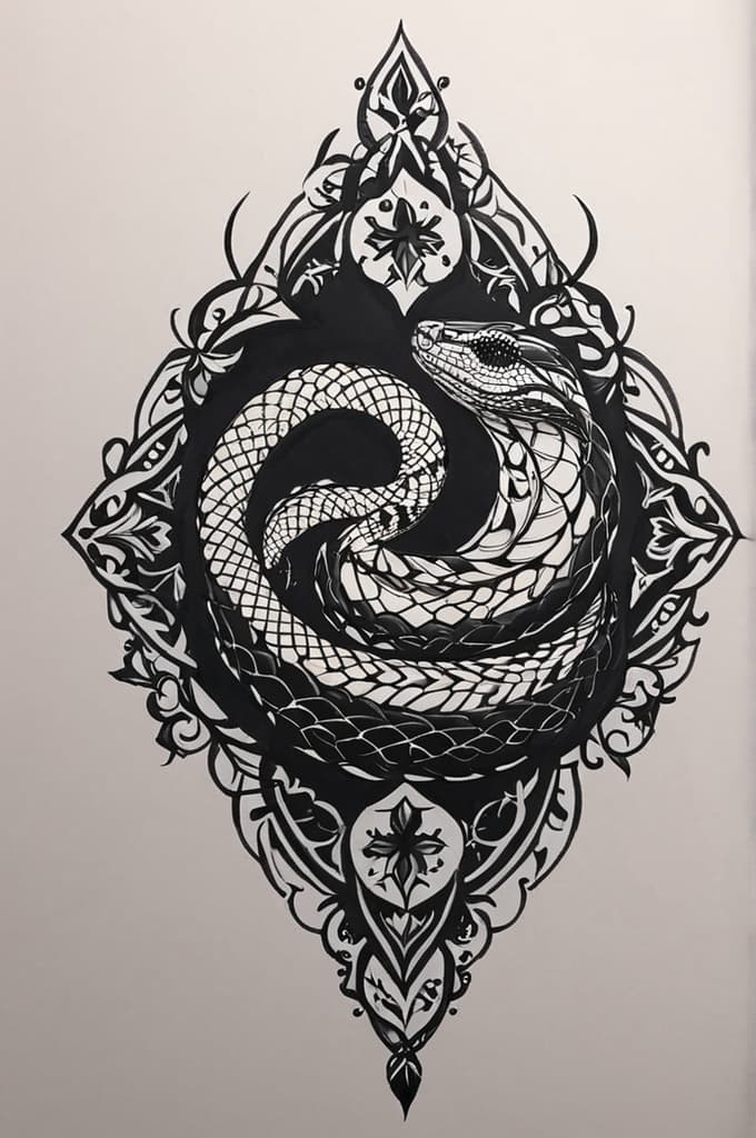  gypsy snake virgo , (tattoo sketch:1.25), drawing