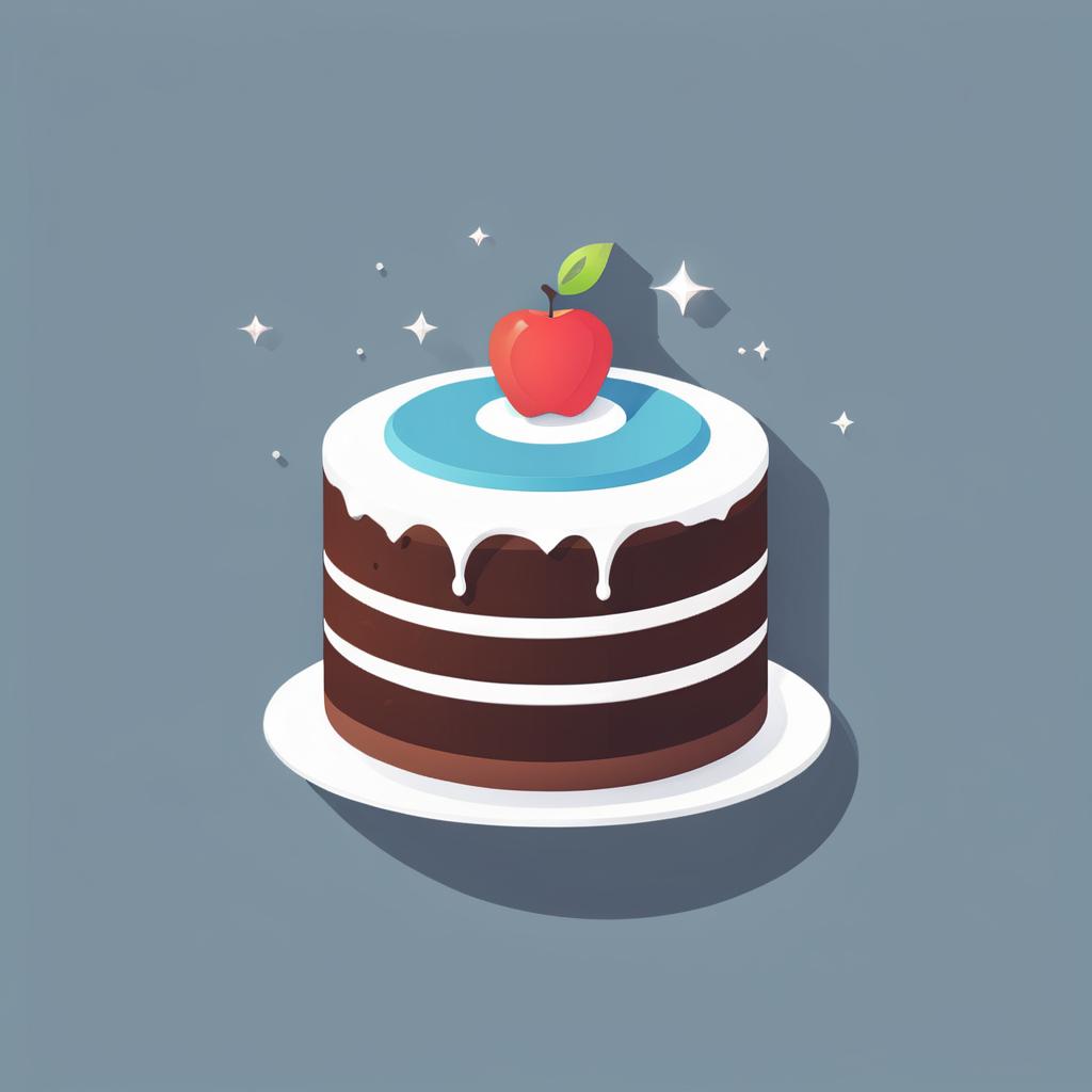  dianart cake, (ios style mobile app icon:1.5), logo, midjourney style, hq, hightly detailed, 4k