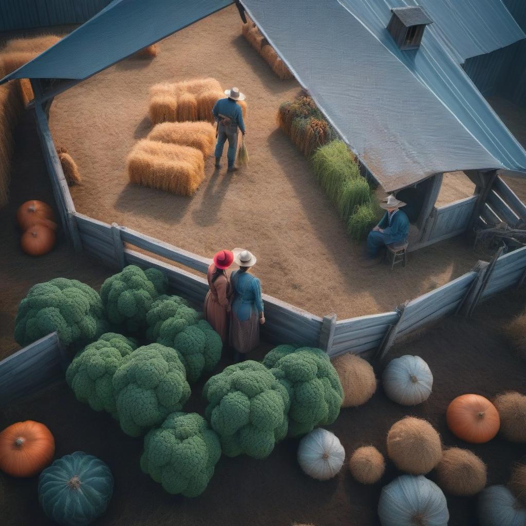  A fabulous farm hyperrealistic, full body, detailed clothing, highly detailed, cinematic lighting, stunningly beautiful, intricate, sharp focus, f/1. 8, 85mm, (centered image composition), (professionally color graded), ((bright soft diffused light)), volumetric fog, trending on instagram, trending on tumblr, HDR 4K, 8K