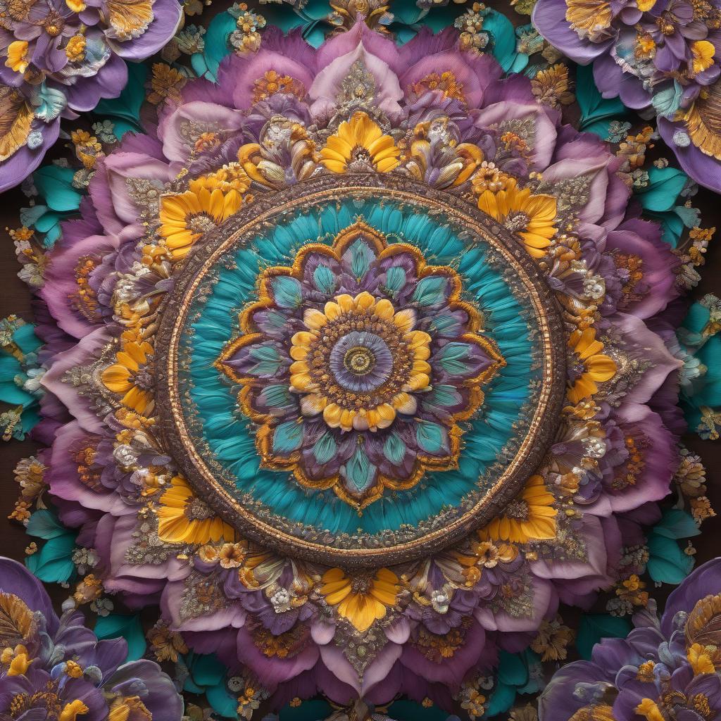  breathtaking (mandala: 1.5), intricate large patterns, bright colors, brightness, colors lilac, yellow, turquoise, brown, 8к . award winning, professional, highly detailed, civitai hyperrealistic, full body, detailed clothing, highly detailed, cinematic lighting, stunningly beautiful, intricate, sharp focus, f/1. 8, 85mm, (centered image composition), (professionally color graded), ((bright soft diffused light)), volumetric fog, trending on instagram, trending on tumblr, HDR 4K, 8K