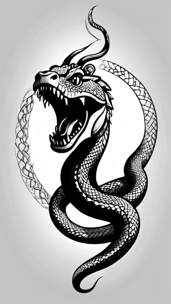  i am a gear live in new zealand half scottish half french have six kids and grand children and they chinese zodiac is dragon / ox /snake , rabbit / tiger / monkey horse back tattoo all in one body , (tattoo sketch:1.25), drawing