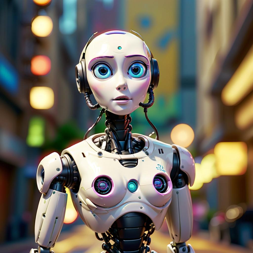  cinematic photo pixar style humanoid support robot on monotonous background . 35mm photograph, film, bokeh, professional, 4k, highly detailed, t shirt design, film photography style