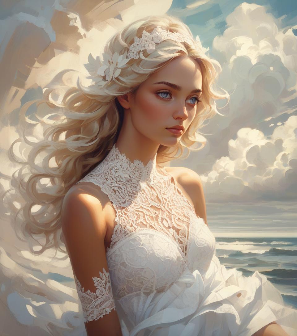  white lace, by rhads, best quality, masterpiece, very aesthetic, perfect composition, intricate details, ultra detailed