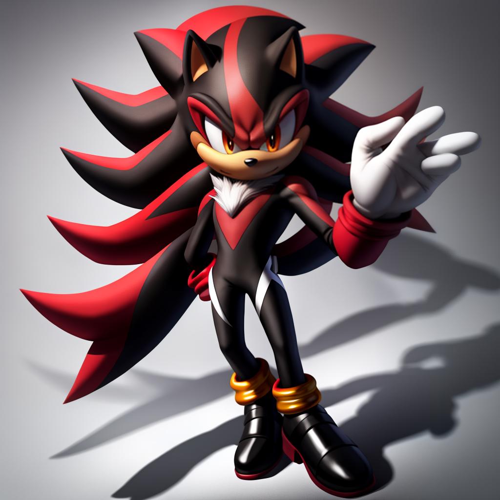  Evil Shadow the hedgehog (sega) (full body) wearing shadow the hedgehog white gloves, open eyes, digital art, masterpiece, 4k, fine details,