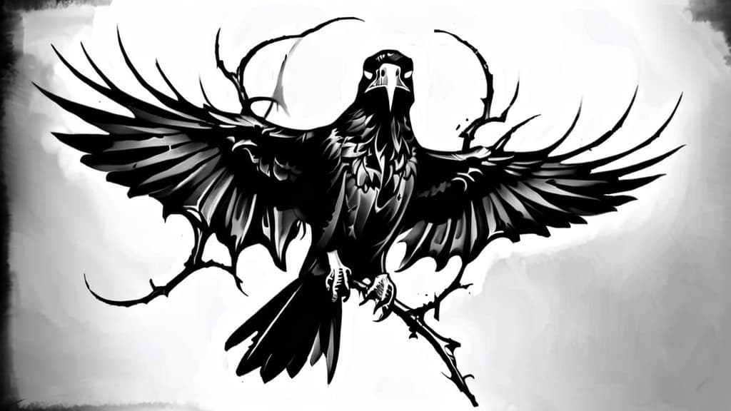  dead raven, (tattoo sketch:1.25)