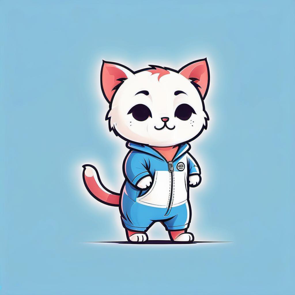  manga style sketches of a kitten in a jumpsuit, dynamic poses, a cheerful bully, without a background, flat cartoon style . vibrant, high energy, detailed, iconic, japanese comic style, logo