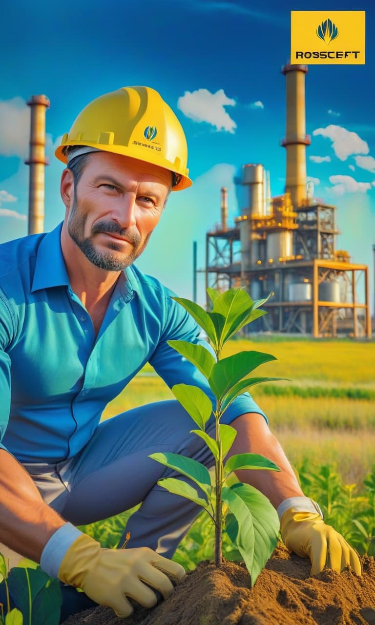  expressionist a man in a yellow helmet and gray form of rosneft plants a tree against the background of an oil refinery in siberia . raw, emotional, dynamic, distortion for emotional effect, vibrant, use of unusual colors, detailed hyperrealistic, full body, detailed clothing, highly detailed, cinematic lighting, stunningly beautiful, intricate, sharp focus, f/1. 8, 85mm, (centered image composition), (professionally color graded), ((bright soft diffused light)), volumetric fog, trending on instagram, trending on tumblr, HDR 4K, 8K