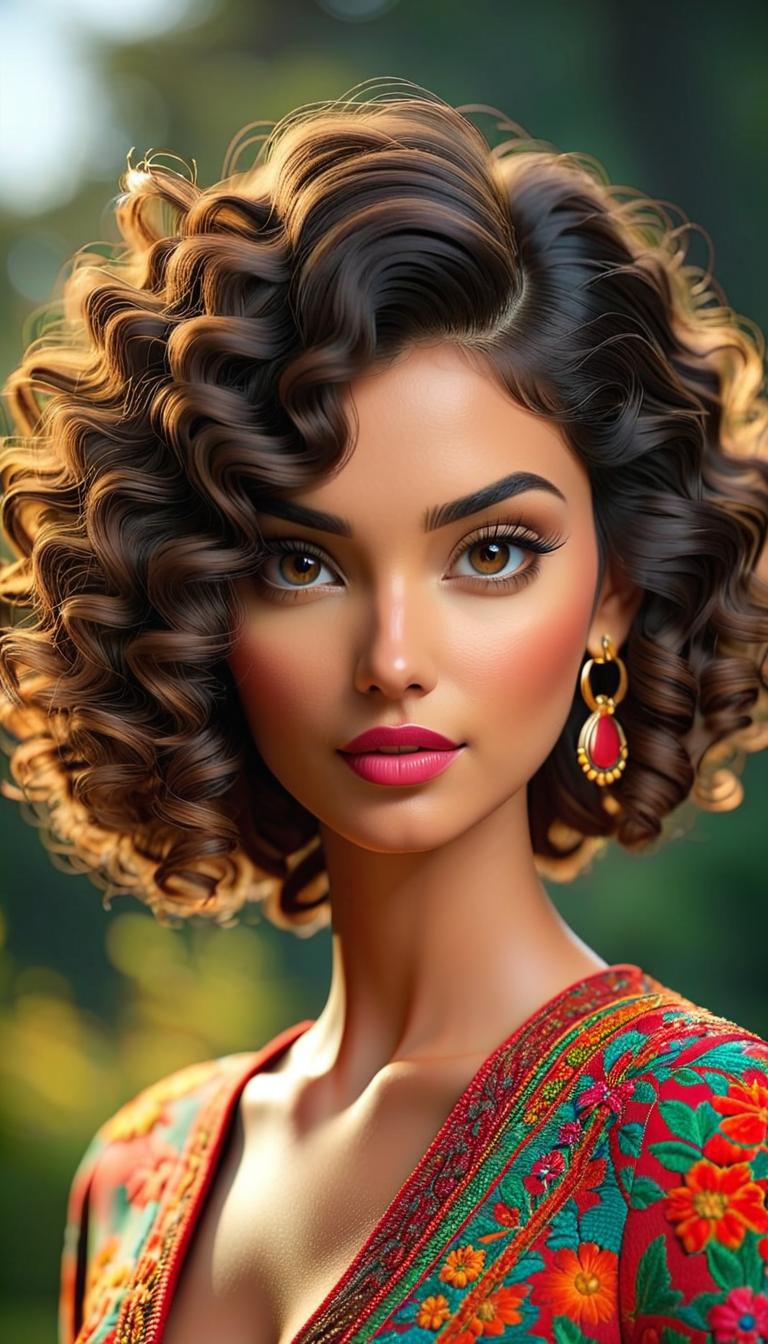  professional 3d model of short curly hair . rendered with octane, the model is highly detailed,dramatic lighting. hyperrealistic, full body, detailed clothing, highly detailed, cinematic lighting, stunningly beautiful, intricate, sharp focus, f/1. 8, 85mm, (centered image composition), (professionally color graded), ((bright soft diffused light)), volumetric fog, trending on instagram, trending on tumblr, HDR 4K, 8K