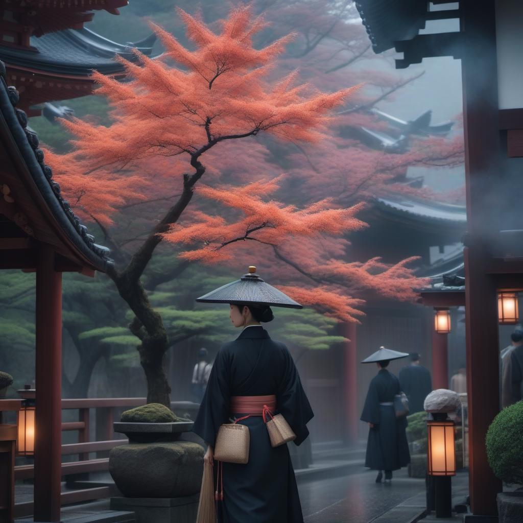  kyoto hyperrealistic, full body, detailed clothing, highly detailed, cinematic lighting, stunningly beautiful, intricate, sharp focus, f/1. 8, 85mm, (centered image composition), (professionally color graded), ((bright soft diffused light)), volumetric fog, trending on instagram, trending on tumblr, HDR 4K, 8K