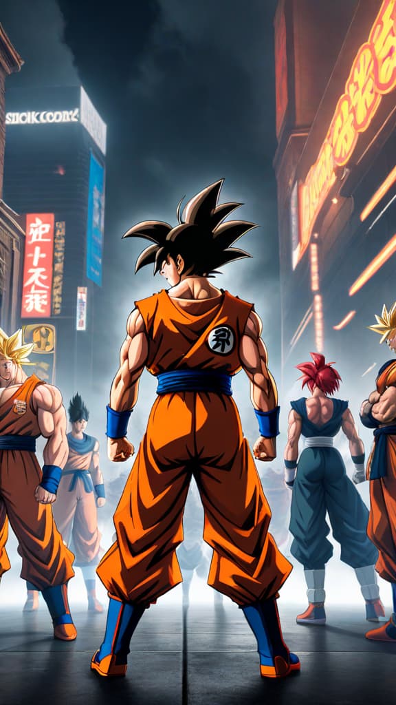  anime art: z fighters debating the fate of goku after the saiyan saga's intense battles. hyperrealistic, full body, detailed clothing, highly detailed, cinematic lighting, stunningly beautiful, intricate, sharp focus, f/1. 8, 85mm, (centered image composition), (professionally color graded), ((bright soft diffused light)), volumetric fog, trending on instagram, trending on tumblr, HDR 4K, 8K