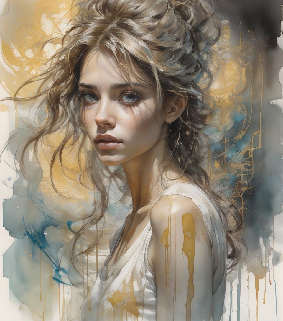  hyper realistic surreal and fantastic composition, perfect and dynamic watercolor, portrait of anna sawai, messy hair, gaze towards the viewer, bioluminescence, style jose royo, boris vallejo, carne griffiths, harrison fisher, brian froud and jeremy mann, decor epic, double exposure, different styles of steadman, hanuka, klimt, bell, hobbie, newton, greg rutkowski, atmospheric, hyperdetail, artstation trend, artgerm, deviant art, octane, masterpiece, complex art, complex details, painting matte movie poster, golden ratio, trending on cgsociety, incredibly detailed and incredibly beautiful