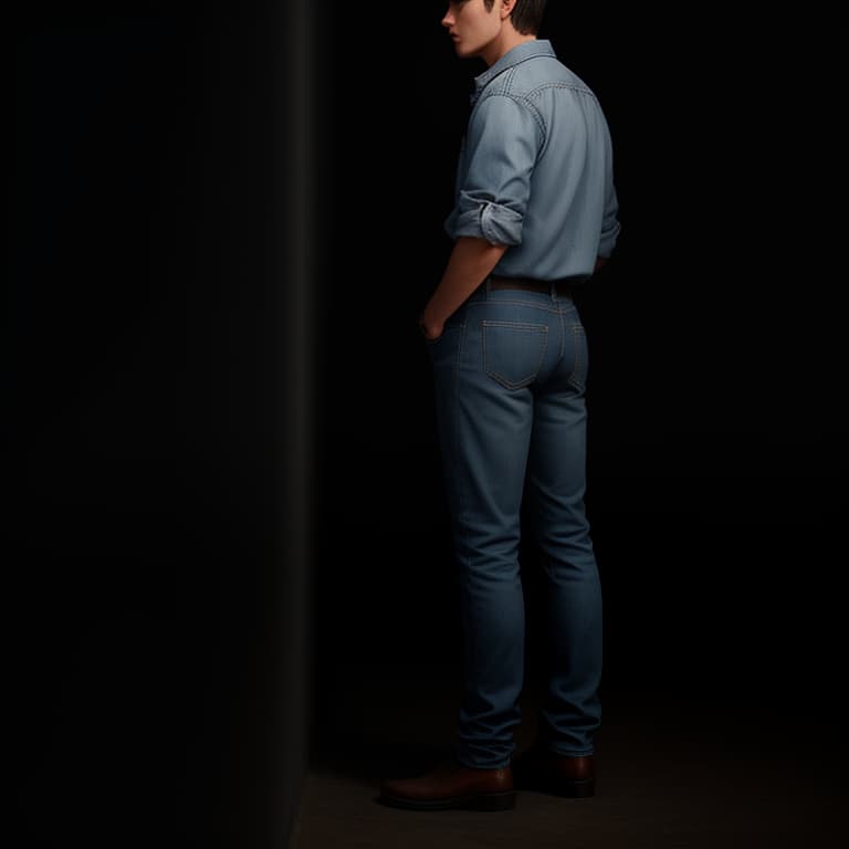  A man wearing blue jeans