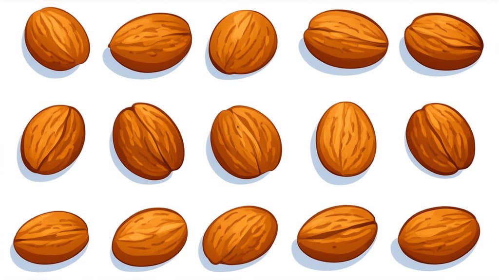  flat illustration, flaticon, (illustration:1.15), almonds on white background ar 16:9, [cory loftis, strobist, pascal campion :: 0.2]