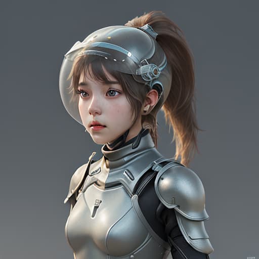  girl, humanity, wear biological armor, shell, fully enclosed helmet, (solo: 1.5), dynamic, best quality, masterpiece, c4d, ponytail.