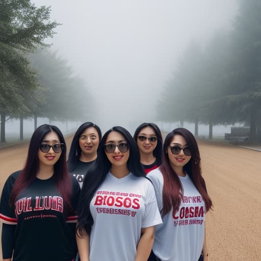  (A group of women at the university wearing a shirt that has Rich Bosses University on it ), photorealistic, highly detailed, 4k, high quality hyperrealistic, full body, detailed clothing, highly detailed, cinematic lighting, stunningly beautiful, intricate, sharp focus, f/1. 8, 85mm, (centered image composition), (professionally color graded), ((bright soft diffused light)), volumetric fog, trending on instagram, trending on tumblr, HDR 4K, 8K