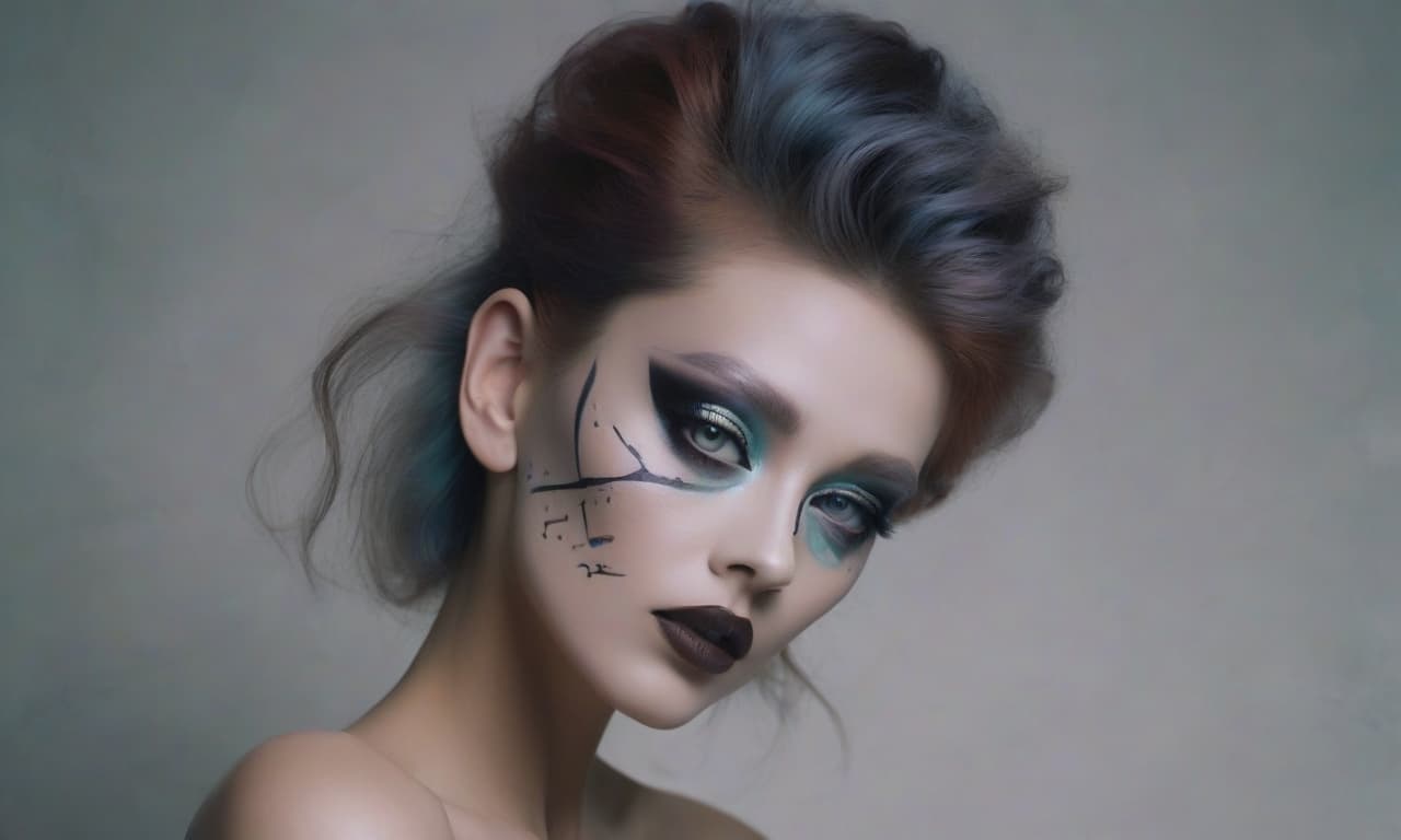  beautiful girl exotic makeup , science fiction, in the style of david lynch, modern