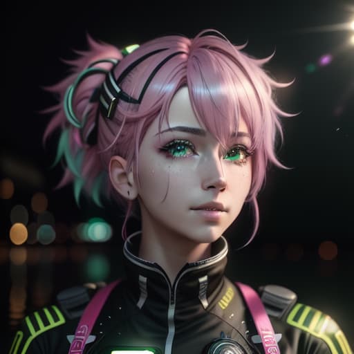  ((((masterpiece)))), best quality, very high resolution, ultra detailed, in frame, age, ids, pink hair with yellow green tips, beauty mark under both eyes, green eyes, bright, uniform, , light, well lighted, unedited DSLR photography, sharp focus, Unreal Engine 5, Octane Render, Redshift, ((cinematic lighting)), f/1.4, ISO 200, 1/160s, 8K, RAW, unedited, in frame