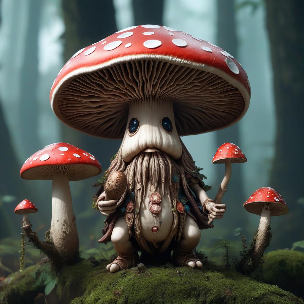  breathtaking humanoid mushroom, druid . award winning, professional, highly detailed, hkmagic