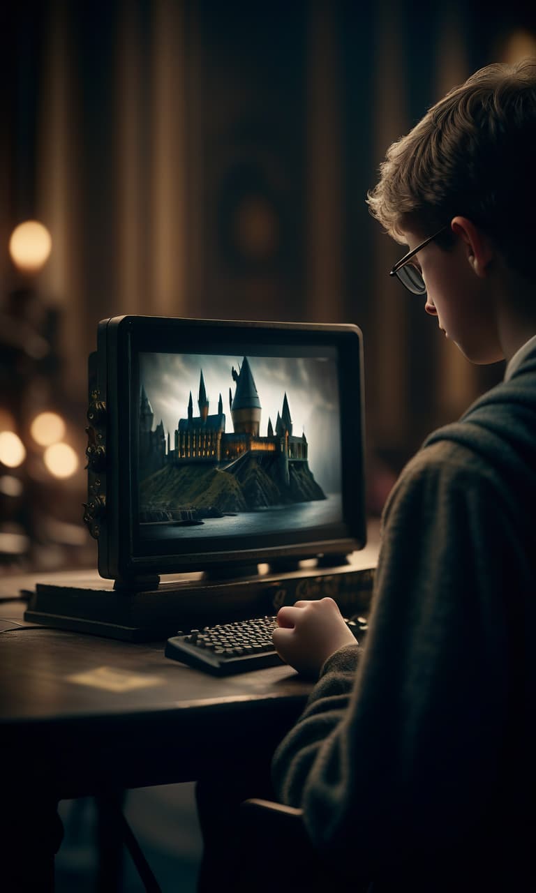  cinematic film still graphic monitor for drawing in the hands of a student from hogwarts. graphic monitor close up . shallow depth of field, vignette, highly detailed, high budget, bokeh, cinemascope, moody, epic, gorgeous, film grain, grainy