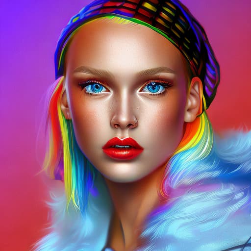 portrait+ style Russian LGBT queer model blonde female face