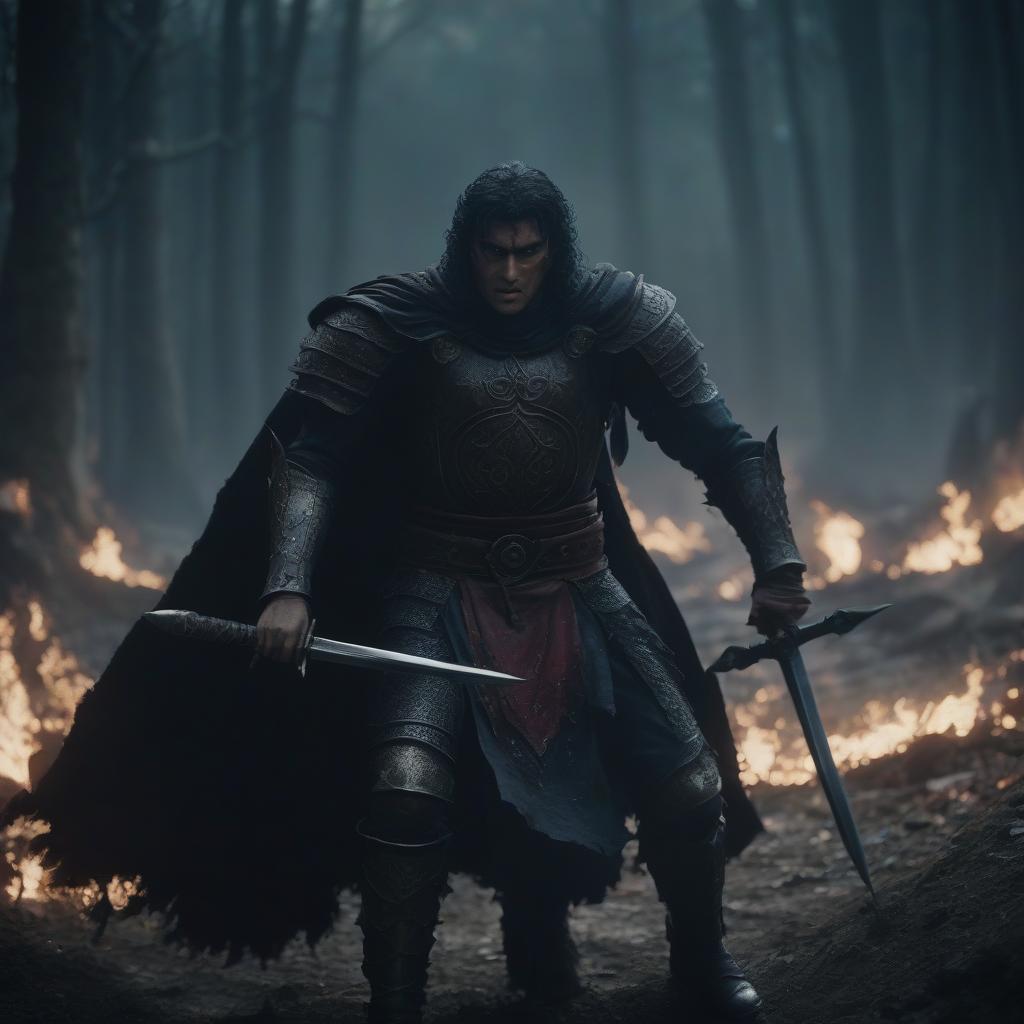  cinematic film still khorna's berserk goes on attack . shallow depth of field, vignette, highly detailed, high budget, bokeh, cinemascope, moody, epic, gorgeous, film grain, grainy