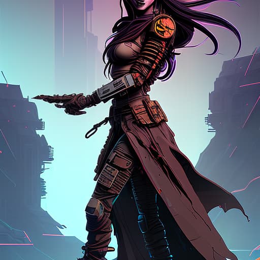 nvinkpunk eldar female from warhammer 40000, long black hair gathered in a braid, hands hidden behind her back, evil smile, brown eyes, white robe, library on the background, dark , creepy , blood , monsters , by jason engle , carlos huante , charlie bowater , simon lee , brom