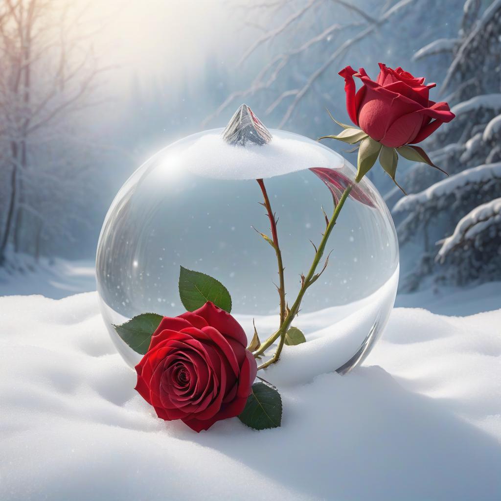  fairy tale (digital art: 1.4) red rose from (((crystal))) a magical, large bud. crystal petals lying on pure white snow . magical, fantastical, enchanting, storybook style, highly detailed, hkmagic, civitai hyperrealistic, full body, detailed clothing, highly detailed, cinematic lighting, stunningly beautiful, intricate, sharp focus, f/1. 8, 85mm, (centered image composition), (professionally color graded), ((bright soft diffused light)), volumetric fog, trending on instagram, trending on tumblr, HDR 4K, 8K