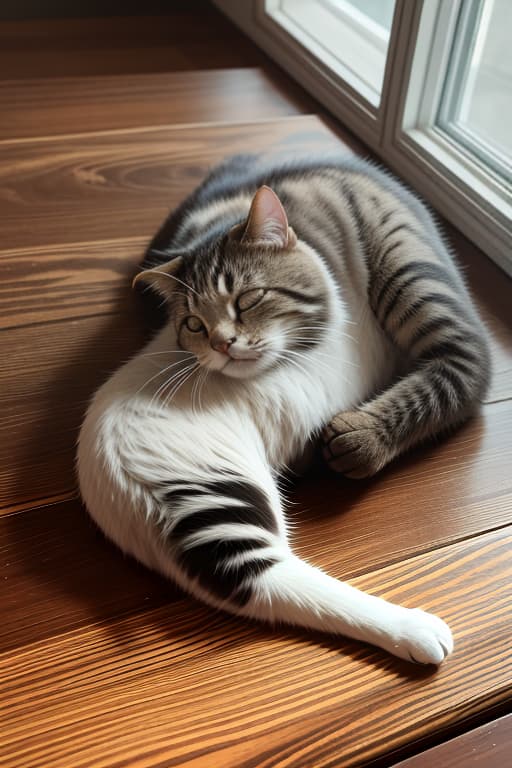  the cat sleeps on the table., advertising photo,high quality, good proportion, masterpiece , the image is captured with an 8k camera