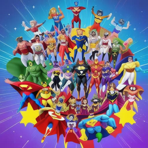  in a whimsical world where imagination knows no bounds, these super heroes characters gather in unity, ready to embark on a delightful adventure together! 🌟🎉 let's celebrate the power of friendship and creativity! #cartoonmagic #friendshipgoals #imaginationunleashed