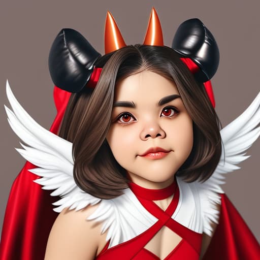  Shih tzu , all brown , superhero , dog , devil horns , angel wings