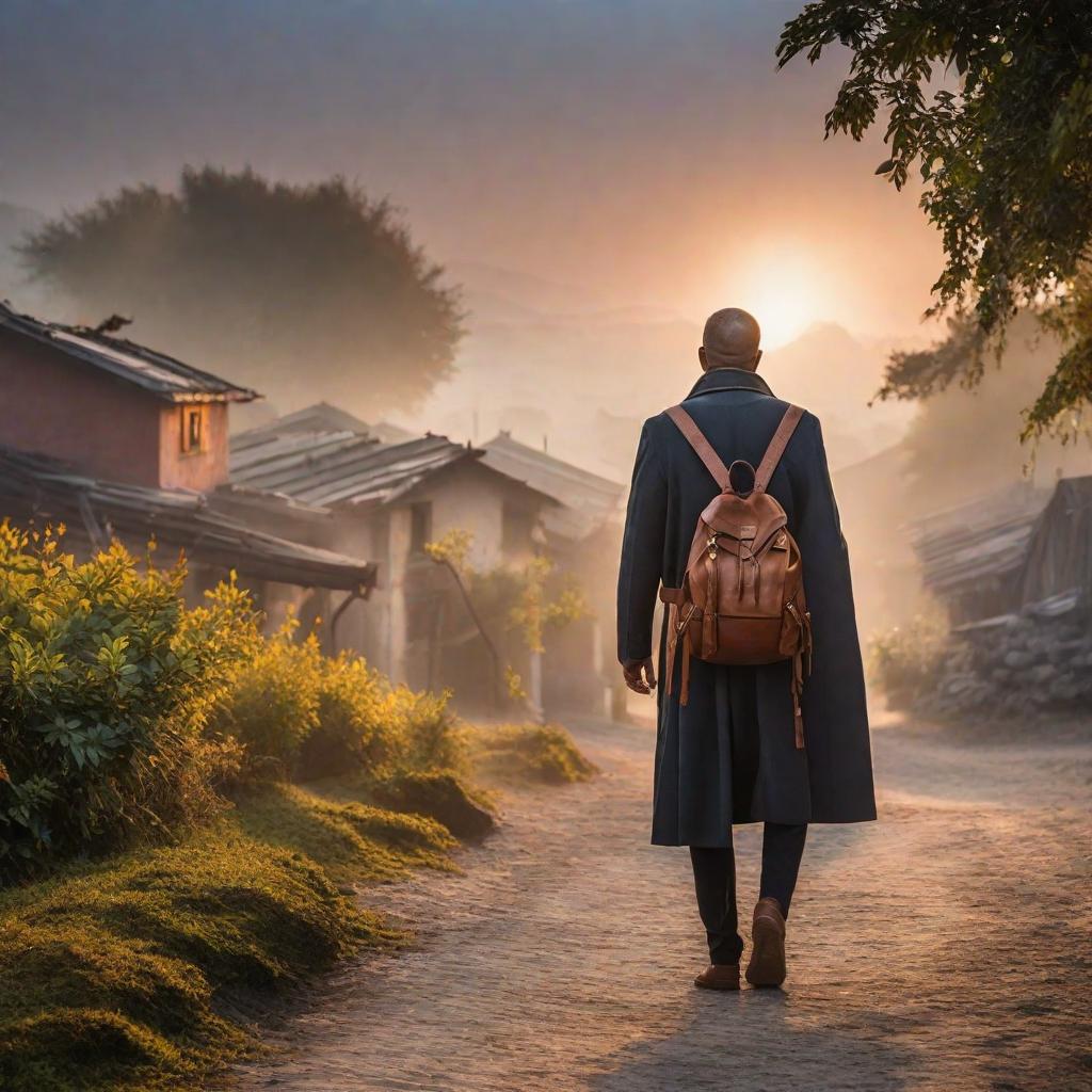  a panoramic view of the village at sunrise, signifying hope and new beginnings, with soft colors reflecting the dawn light hyperrealistic, full body, detailed clothing, highly detailed, cinematic lighting, stunningly beautiful, intricate, sharp focus, f/1. 8, 85mm, (centered image composition), (professionally color graded), ((bright soft diffused light)), volumetric fog, trending on instagram, trending on tumblr, HDR 4K, 8K