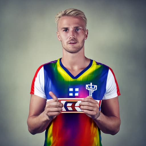 portrait+ style Swedish LGBT queer footballer blonde hunk dude face