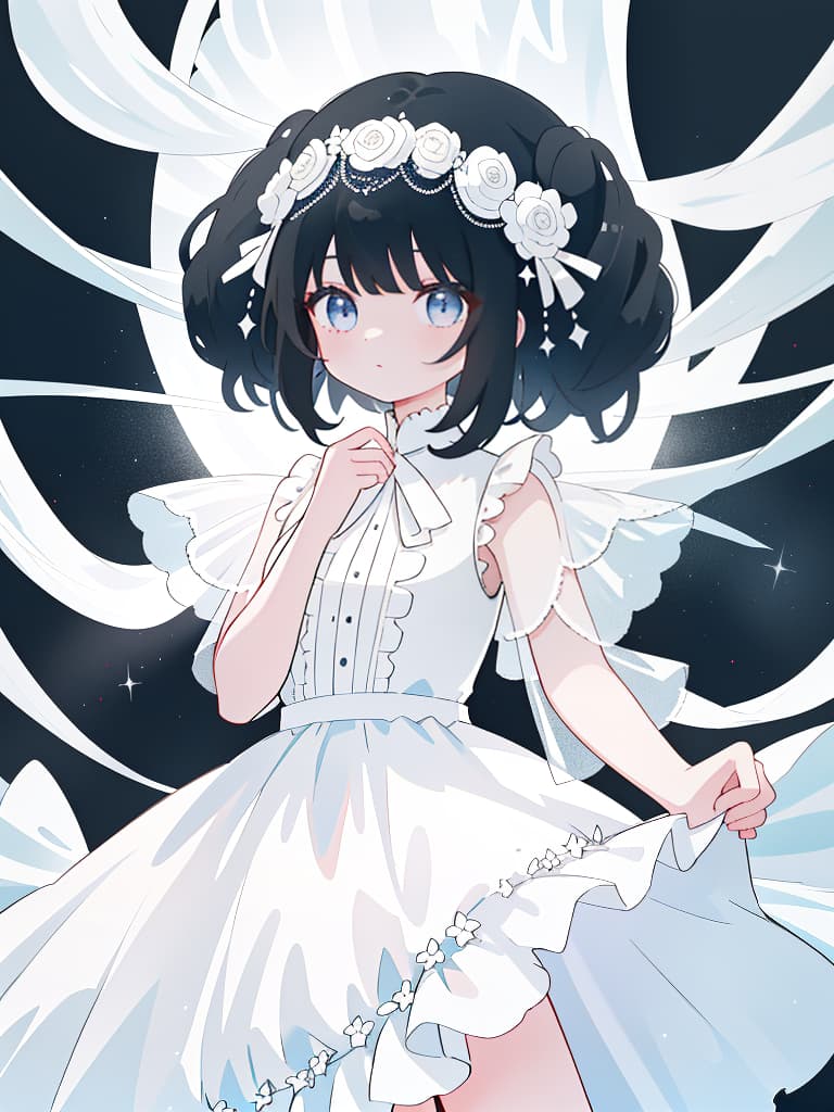  a girl with a black hair in a white dress, masterpiece, best quality,8k,ultra detailed,high resolution,an extremely delicate and beautiful,hyper detail