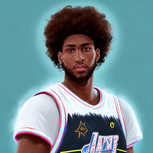 portrait+ style NBA star queer brunette hunk dude face