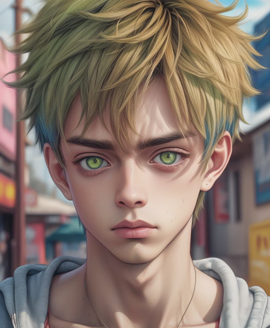  hyperrealistic art a fully colored picture for coloring of an anime boy, in the style of subversive appropriation, blink and you miss it detail, bold chromaticity, the new fauves, charming characters, , hurufiyya, . extremely high resolution details, photographic, realism pushed to extreme, fine texture, incredibly lifelike