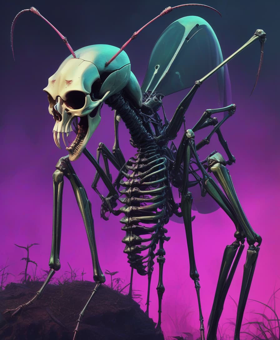  macabre style giant mantis, skull, chrome. synthwave art. . dark, gothic, grim, haunting, highly detailed