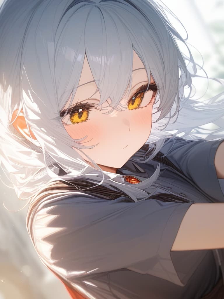  white hair, yellow eyes, d cup, masterpiece, best quality,8k,ultra detailed,high resolution,an extremely delicate and beautiful,hyper detail